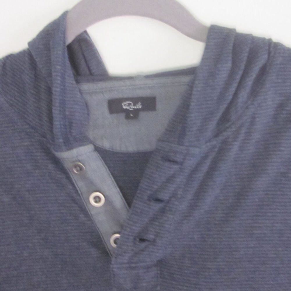 Rails Mens Size L Weston Navy Blue Stripe Jersey Cotton Pullover Hood Sweatshirt